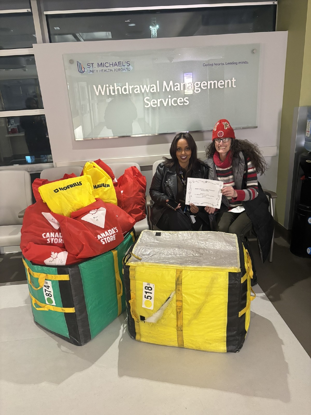 Adriana Violo delivering Adry's Angels care packages to St. Michael's Withdrawal Management Services in Toronto