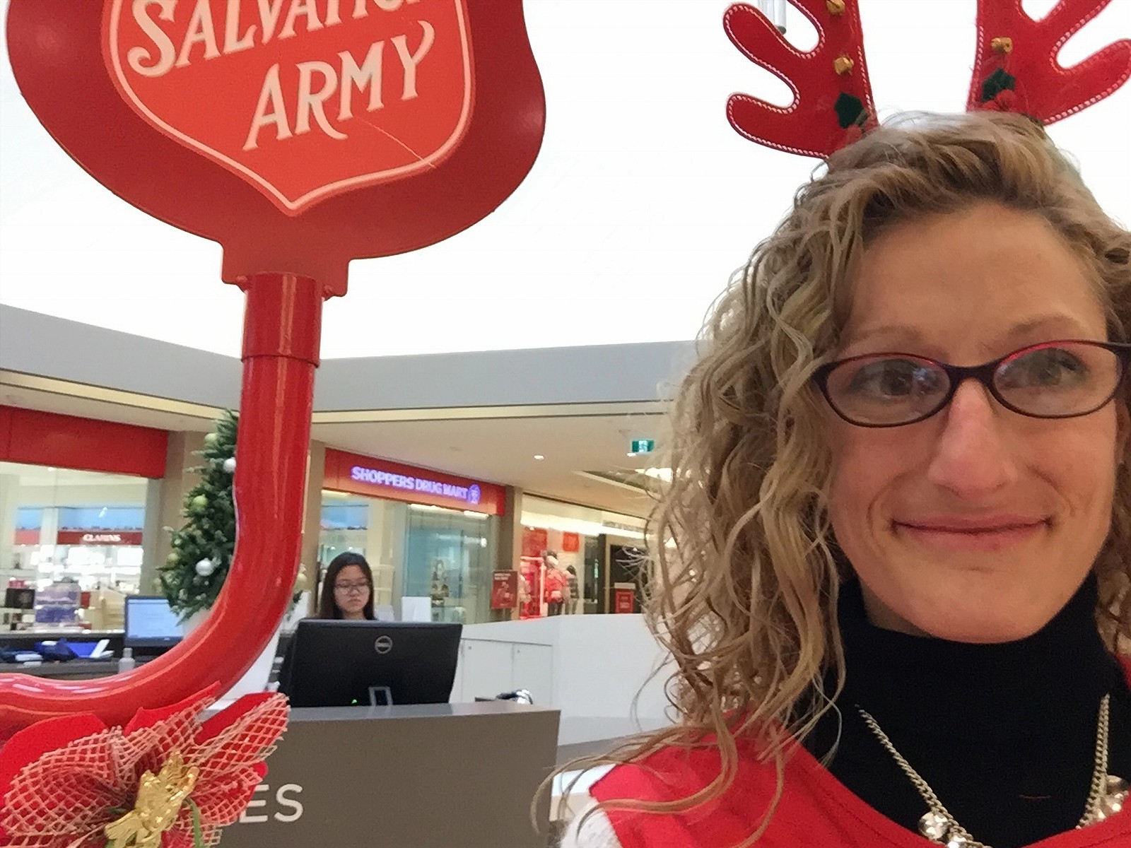 Adriana Violo volunteering at a Salvation Army Christmas kettle campaign in Toronto